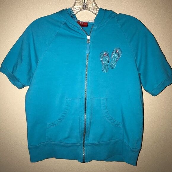 Tape Measure Flip Flop Short Sleeve Hoodie - Picture 1 of 4